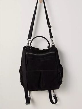Free People Black Convertible Suede Backpack